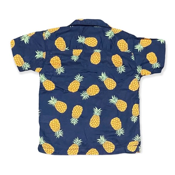 Trunks Surf & Swim Co. Hawaiian Button-Up Shirt - Size 3T - Pineapples - Blue - Picture 2 of 4